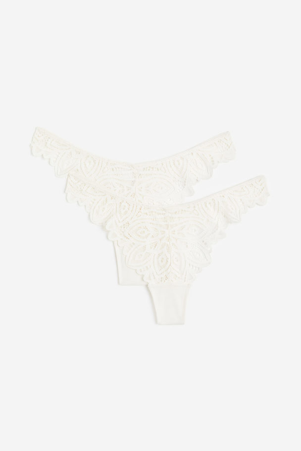 H&M Set Van 2 Kanten Slips - Thong Wit