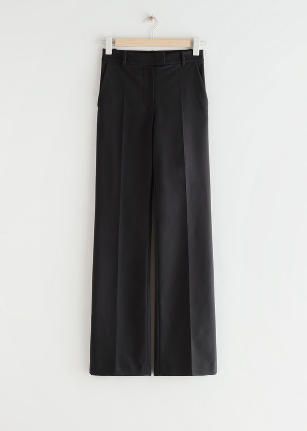 & Other Stories Fitted Press Crease Zip-cuff Trousers Black