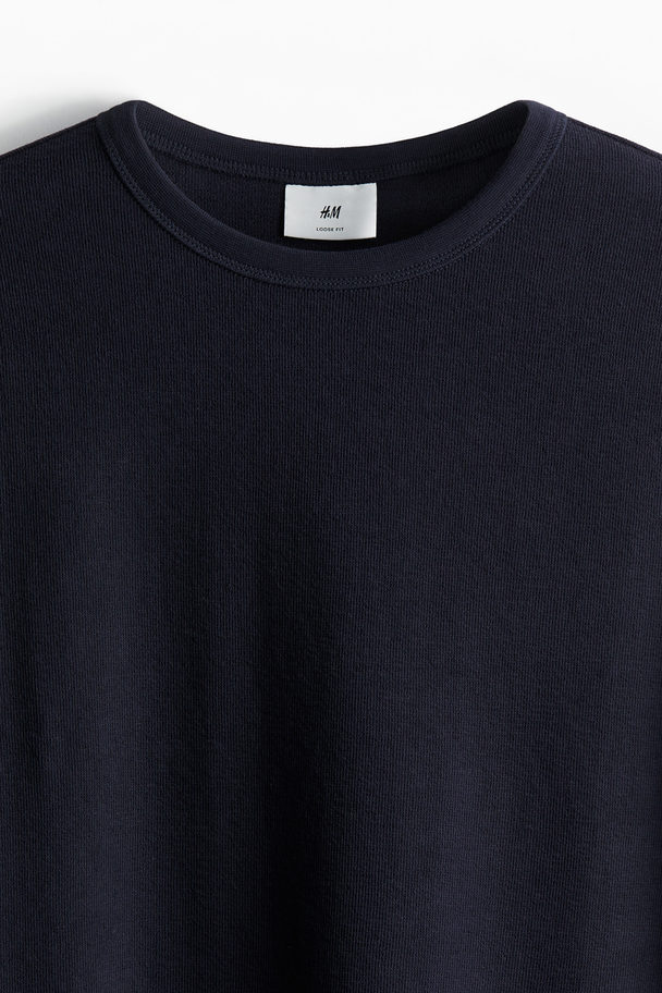 H&M T-Shirt in Loose Fit Marineblau