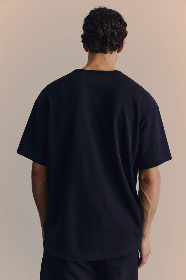 H&M T-shirt - Loose Fit Marineblauw