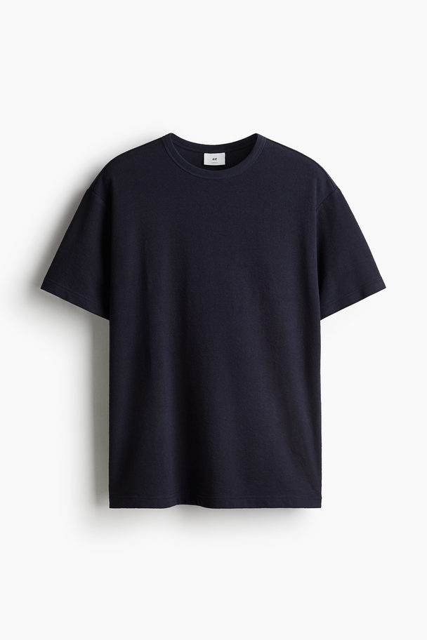 H&M T-Shirt in Loose Fit Marineblau