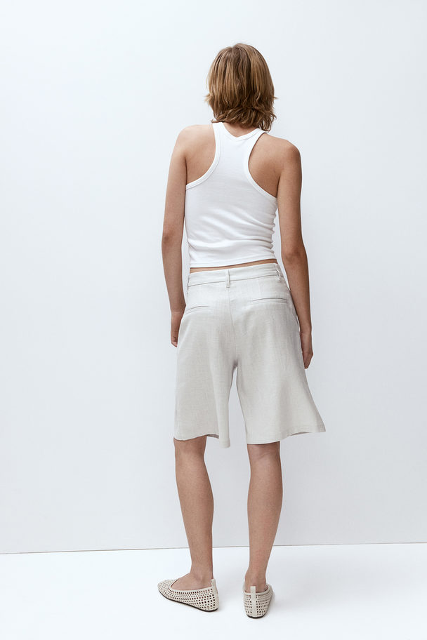 H&M Elegante Shorts aus Leinenmix Hellgrau