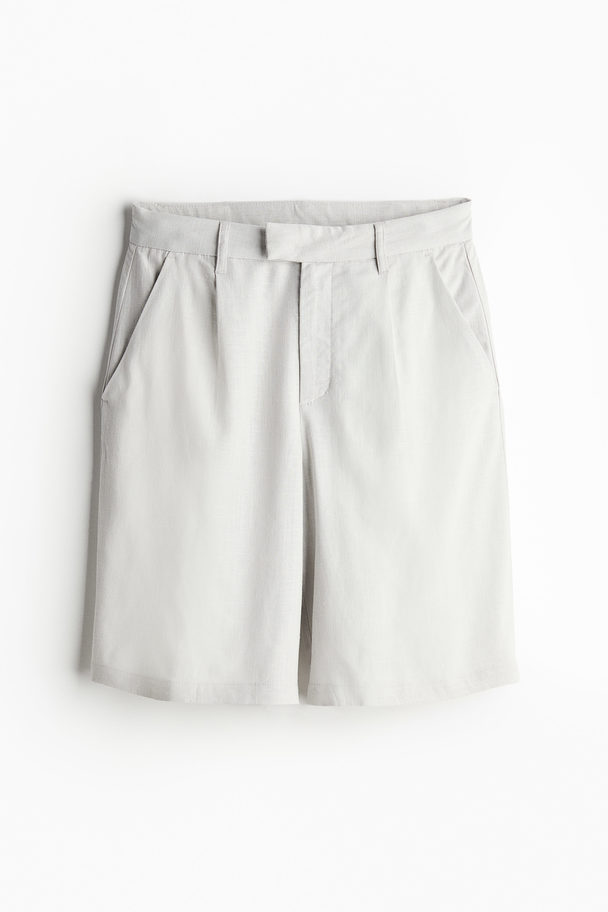 H&M Geklede Short Van Linnenmix Lichtgrijs