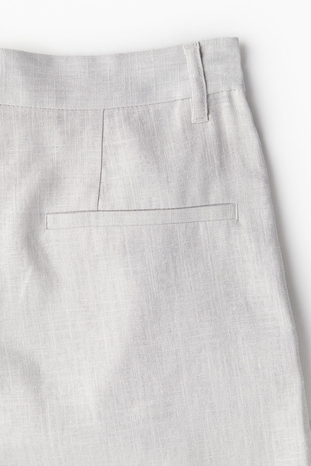 H&M Geklede Short Van Linnenmix Lichtgrijs