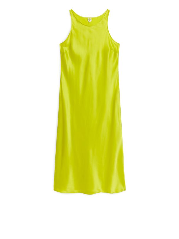 ARKET Silk Slip Dress Neon Yellow
