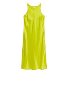 Silk Slip Dress Neon Yellow