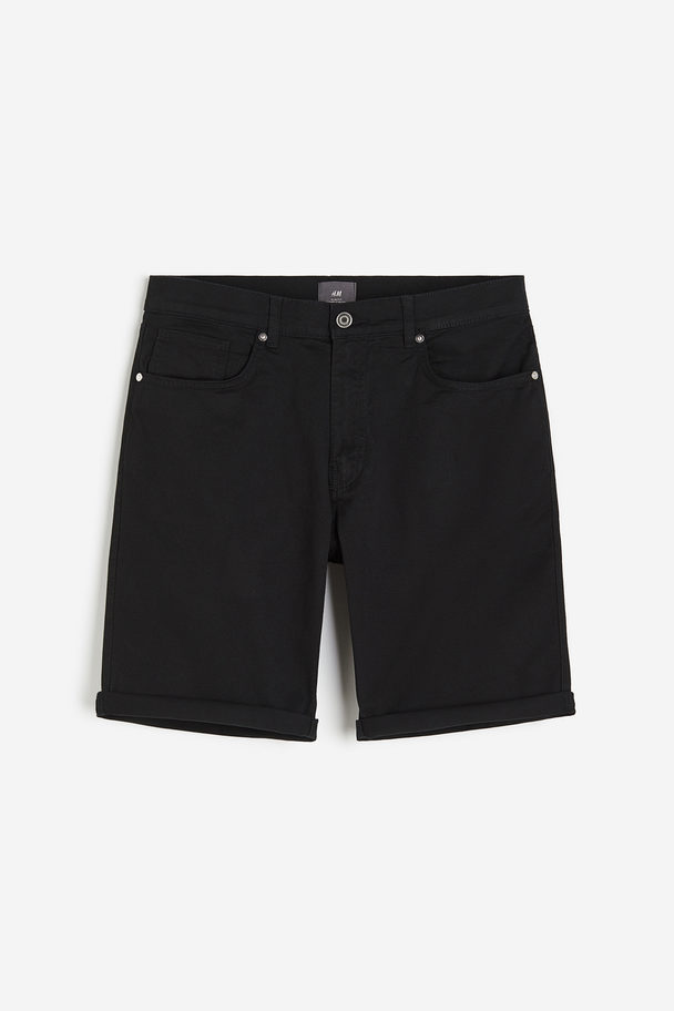 H&M Shorts aus Baumwolltwill Slim Fit Schwarz