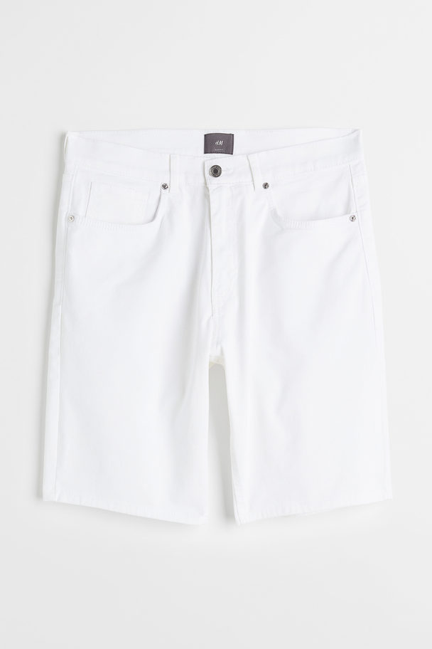 H&M Slim Fit Cotton Twill Shorts White