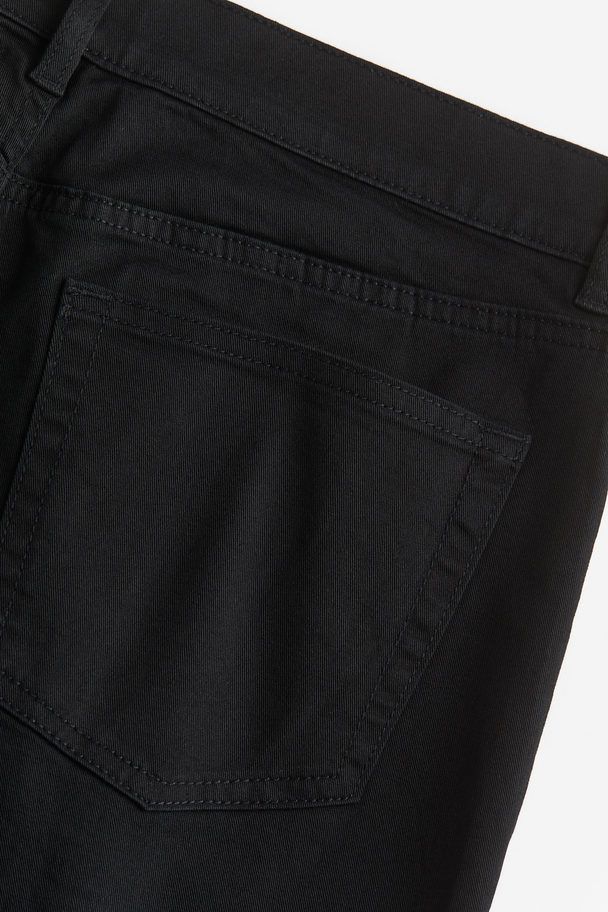 H&M Slim Fit Cotton Twill Shorts Black