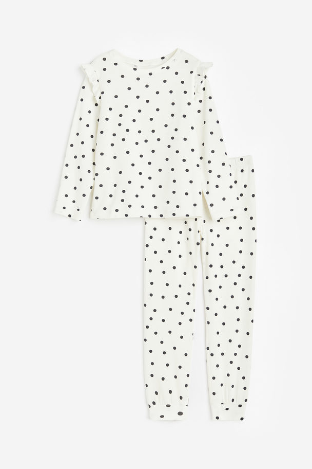 H&M Pyjamas Med Trykk Hvit/prikket