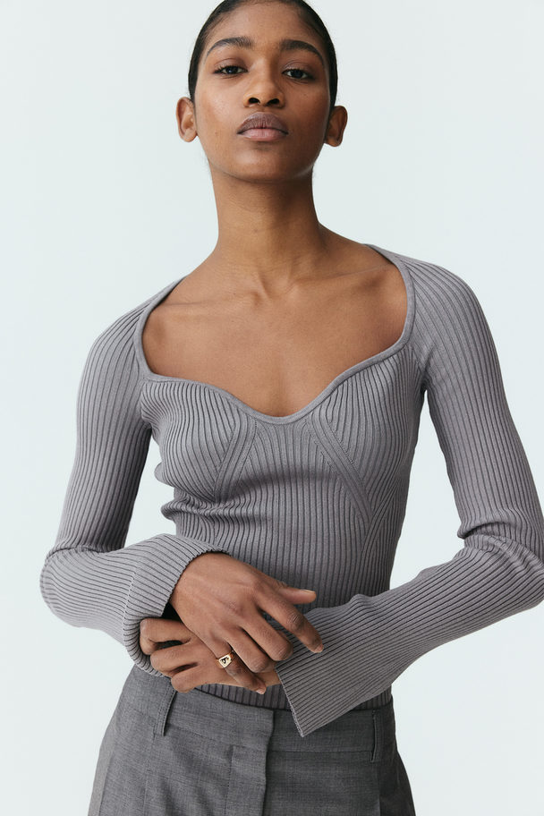 H&M Rib-knit Jumper Grey