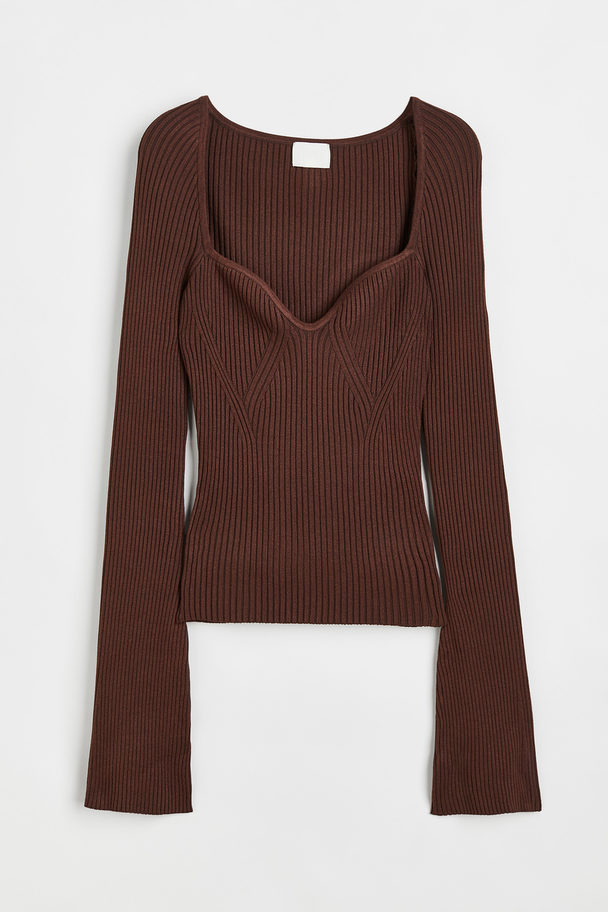 H&M Rib-knit Jumper Brown