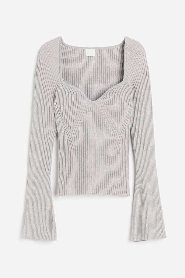 H&M Rib-knit Jumper Light Grey/silver-coloured
