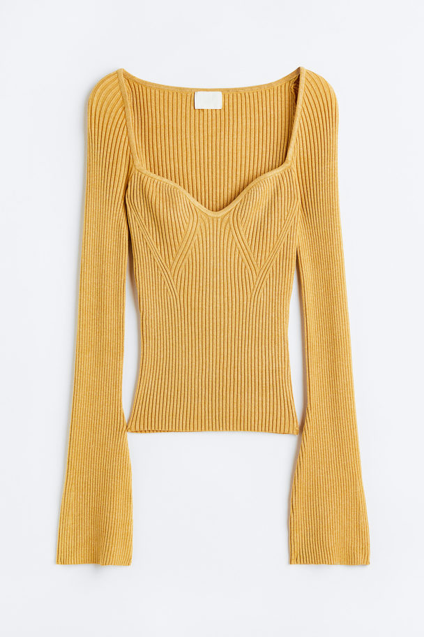 H&M Gerippter Pullover Gelb