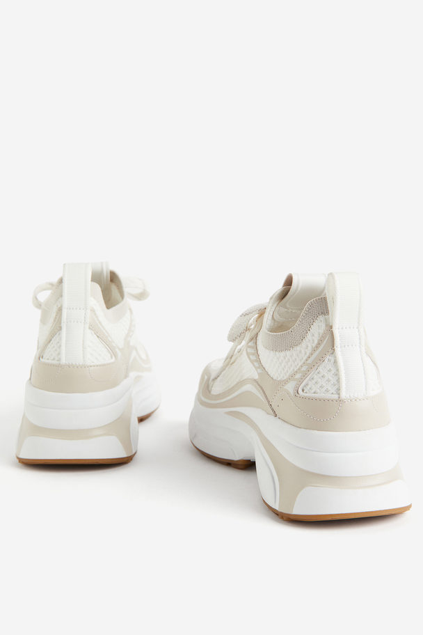 H&M Formstrikkede Sneakers Hvit/beige