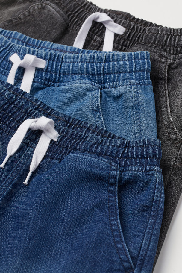 H&M Set Van 3 Denim Pull-on Shorts Denimblauw/zwartgrijs