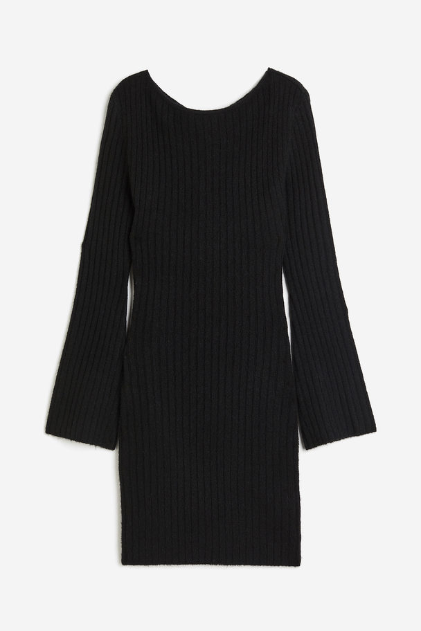 H&M Twist-detail Rib-knit Dress Black
