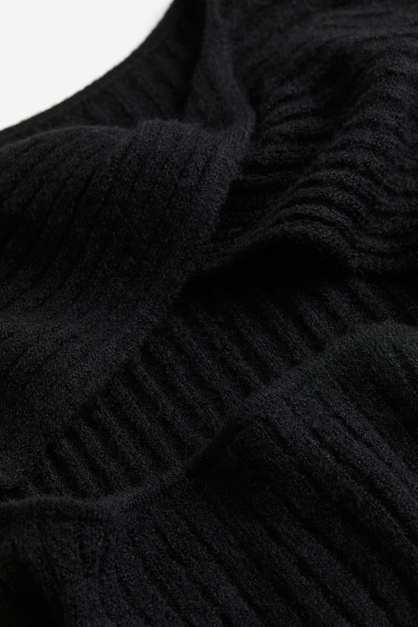 H&M Twist-detail Rib-knit Dress Black