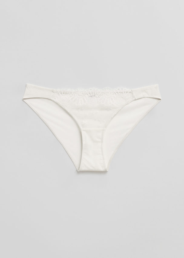 & Other Stories Seashell Embroidered Lace Briefs Cream