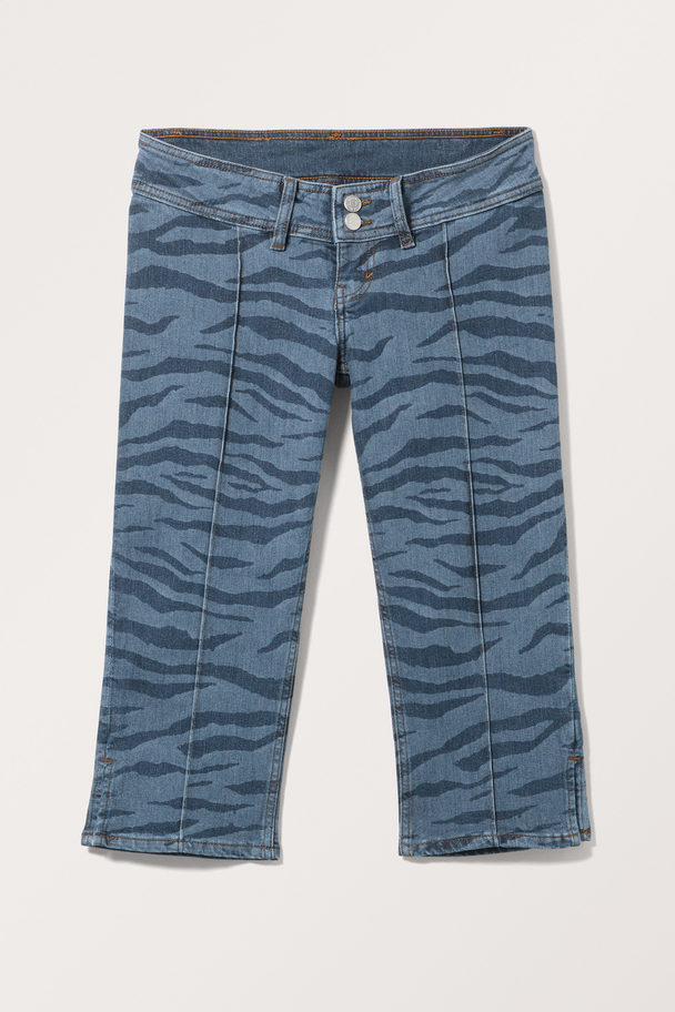 Monki Låga Capri-jeans Med Pressveck Blue Tiger Stripes