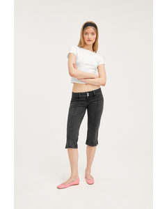 Låga Capri-jeans Med Pressveck Washed Black