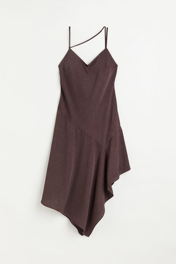 H&M Asymmetric Dress Dark Brown