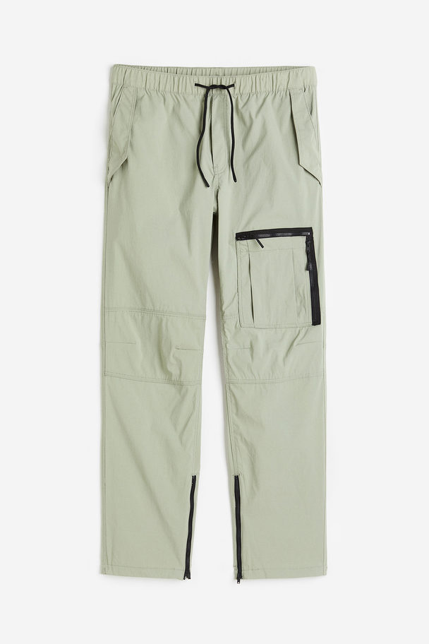 H&M Regular Fit Nylon Cargo Trousers Light Sage Green