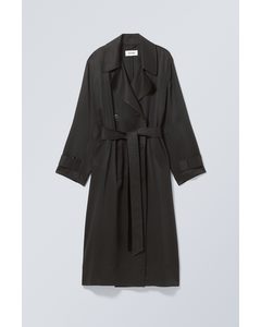 Evelyn Relaxed Lyocell Trench Coat  Black