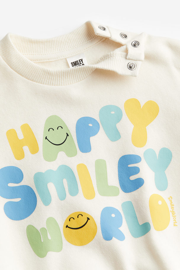 H&M 2-delt Sweatshirtsæt Creme/smileyworld®