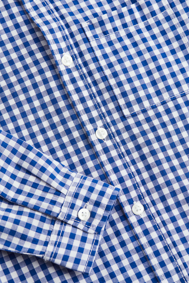 H&M Long-sleeved Shirt Blue/checked
