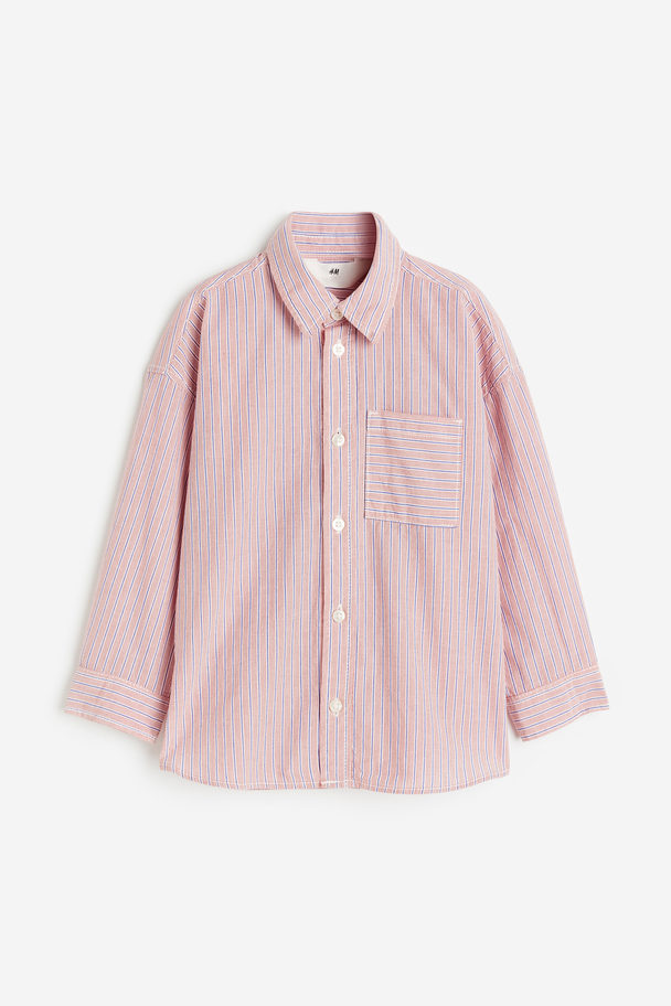 H&M Long-sleeved Shirt Red/striped