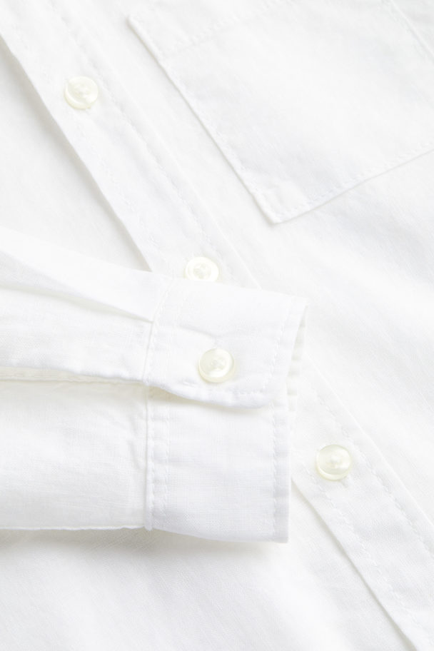 H&M Long-sleeved Shirt White