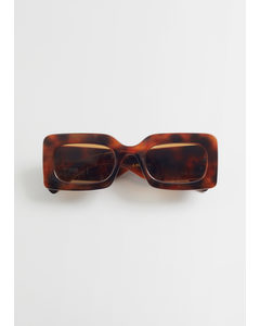 Rectangular Thick Frame Sunglasses  Dark Tortoise