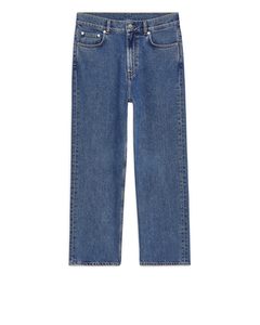 Straight Cropped Non-stretch Jeans Mid Blue