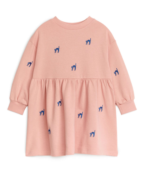 ARKET Embroidered Sweatshirt Dress Pale Pink