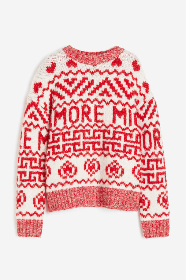 H&M Jacquard-knit Jumper Red/amore Mio