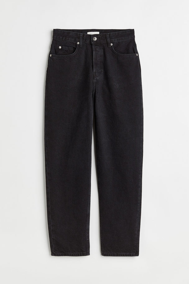 H&M Tapered High Ankle Jeans Dunkelgrau