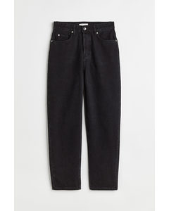 Tapered High Ankle Jeans Dunkelgrau