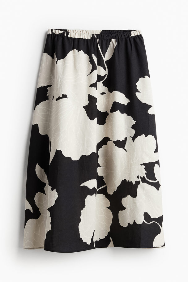 H&M Midi-nederdel Sort/blomstret