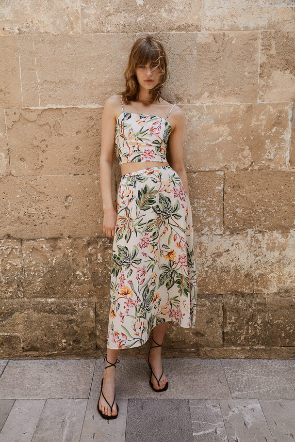 H&M Midi Skirt Cream/floral