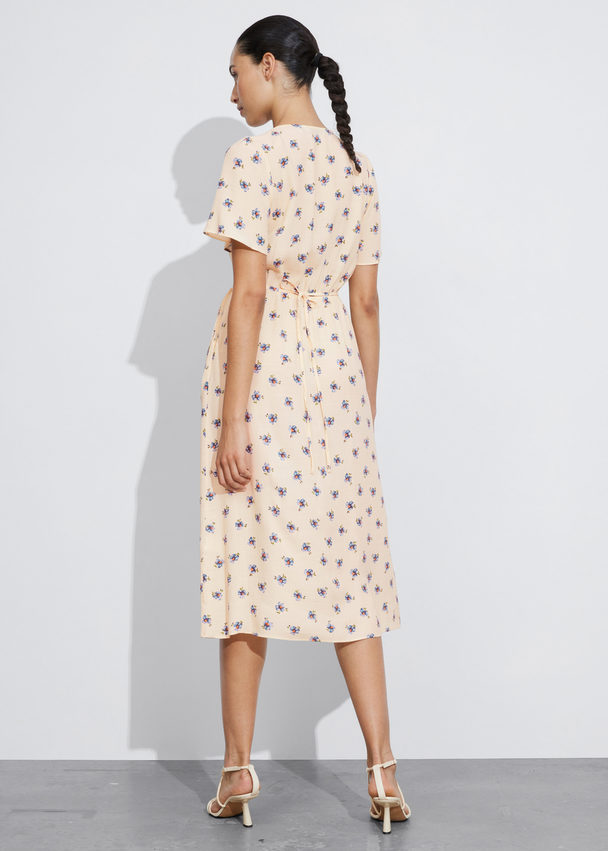 & Other Stories Flutter-sleeve Midi Dress Dusty Yellow