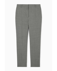 Tailored Straight-leg Wool Trousers Dark Grey