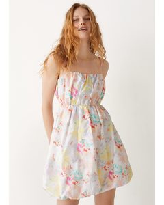Printed Bubble Mini Dress Floral Print