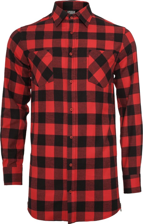 Urban Classics Herren Side-Zip Long Checked Flanell Shirt