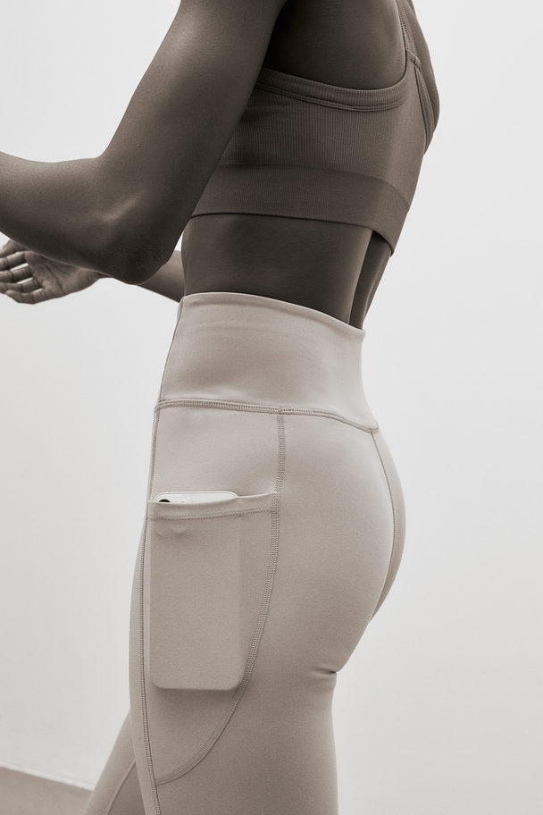 H&M Drymove™ Pocket-detail Sports Leggings Light Beige