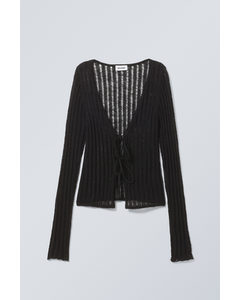 Fitted Tie Cardigan Black