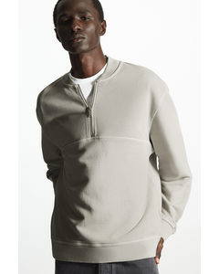 Relaxed-fit Half-zip Sweatshirt Light Grey