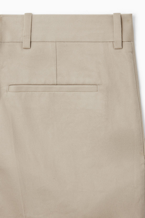 COS Turn-up Tapered Twill Trousers Light Beige