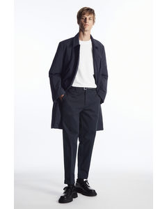 Turn-up Tapered Twill Trousers Navy
