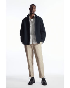 Turn-up Tapered Twill Trousers Light Beige